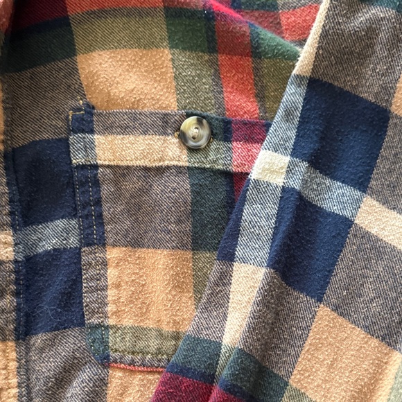 Denim & Flower Plaid Button-Down Shirt in Tan, Navy & Red - Picture 3 of 7